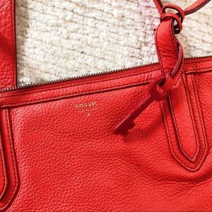 Tomato Red Leather Fossil Tote
